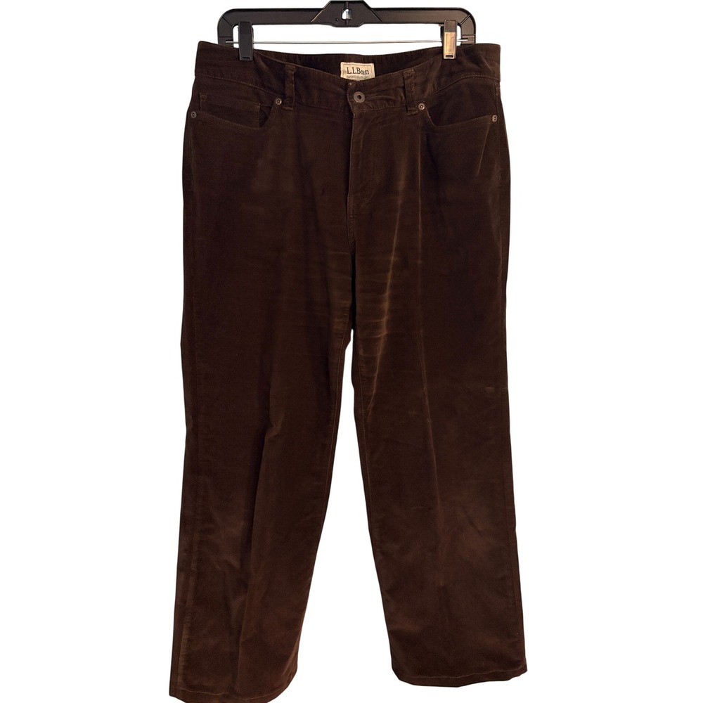 LL Bean Cotton Blend Velvet Pants 14 Brown Autumn Fall Preppy Old Money Classic